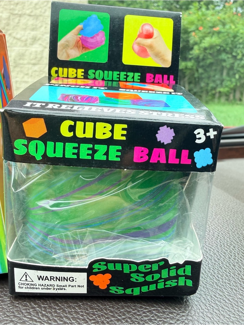 2 Cube Squeeze Ball - Green & Purple Swirl